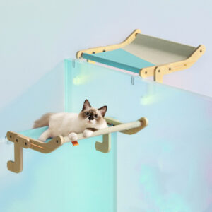 Alternative view of Cat windowsill suspended hammock bed