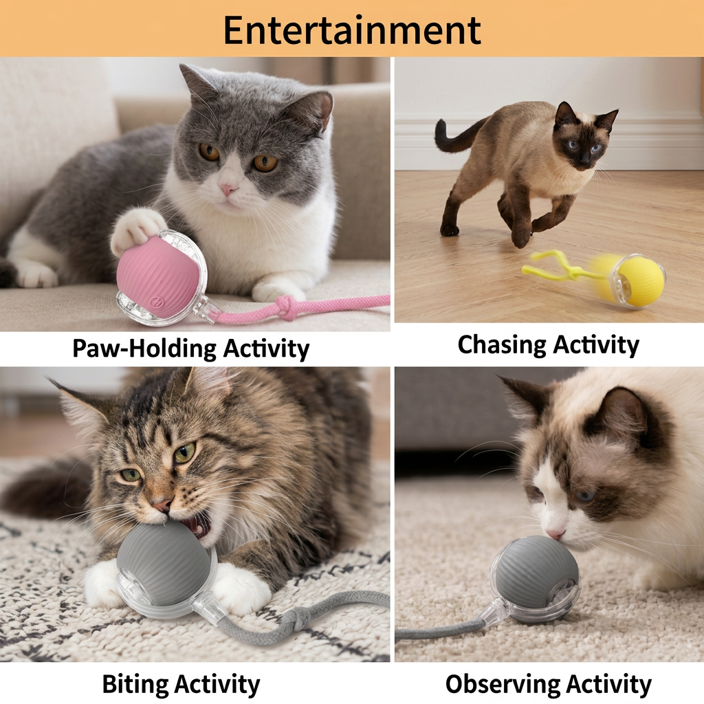 Upgraded Smart Rolling Cat Ball – Durable Interactive Toy with Mesh Tail - Image 4