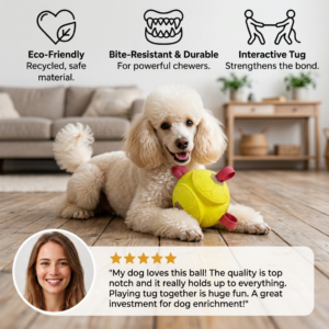 Alternative view of Eco-Friendly Indestructible Dog Ball – Bite-Resistant Interactive Tug & Fetch Toy