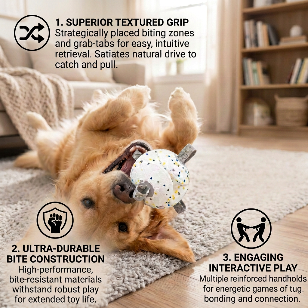 Eco-Friendly Indestructible Dog Ball – Bite-Resistant Interactive Tug & Fetch Toy - Image 3