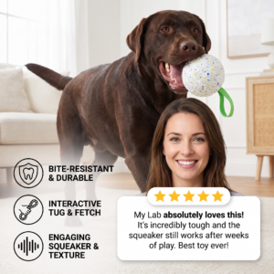 Alternative view of Indestructible Squeaky Dog Ball – Bite-Resistant Interactive Tug & Fetch Toy