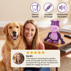 Alternative view of Cotton Rope Plush Dental Squeaky Dog Toy