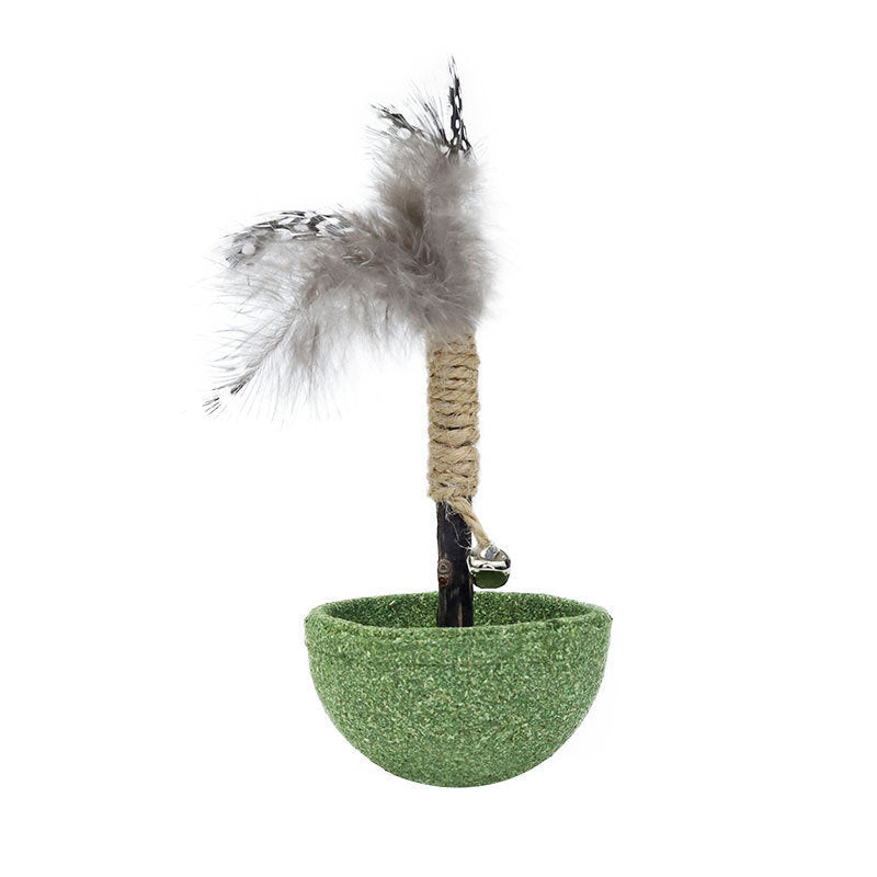 Catnip Tumbler Cat Toy with Teeth Cleaning Texture, Feathers & Bell - Image 6
