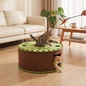 4-in-1 Foldable Cat Tunnel House – Hideaway, Scratcher & Play Bed