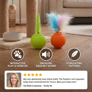 Alternative view of Interactive Cat Balls 2-Pack with Feather Tail & Squeaky Sound