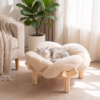 Luxury Elevated Wooden Flower Pet Bed with Plush Cushion