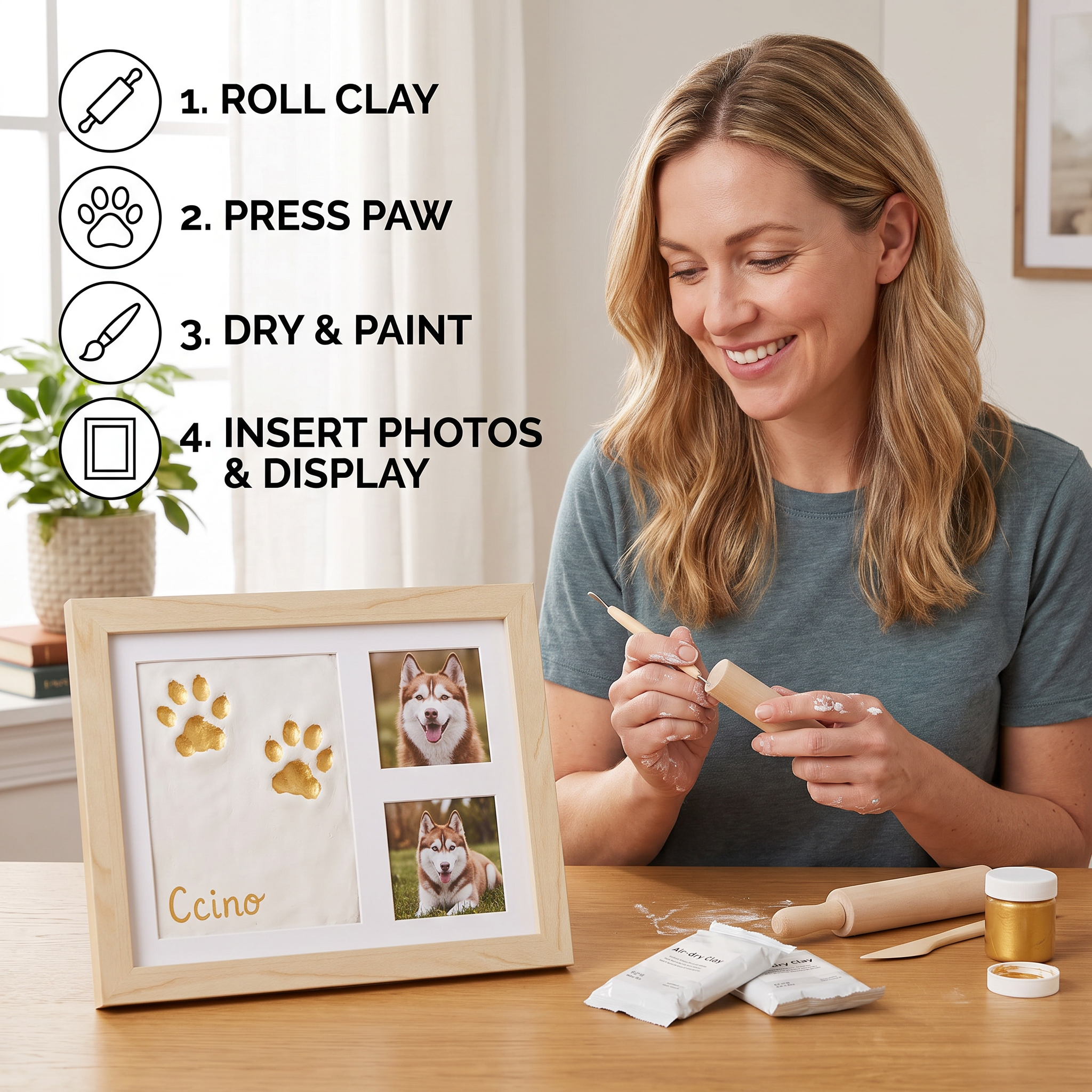 DIY Pet Paw Print Keepsake Frame Kit – Paw Impression & Photo Display - Image 3