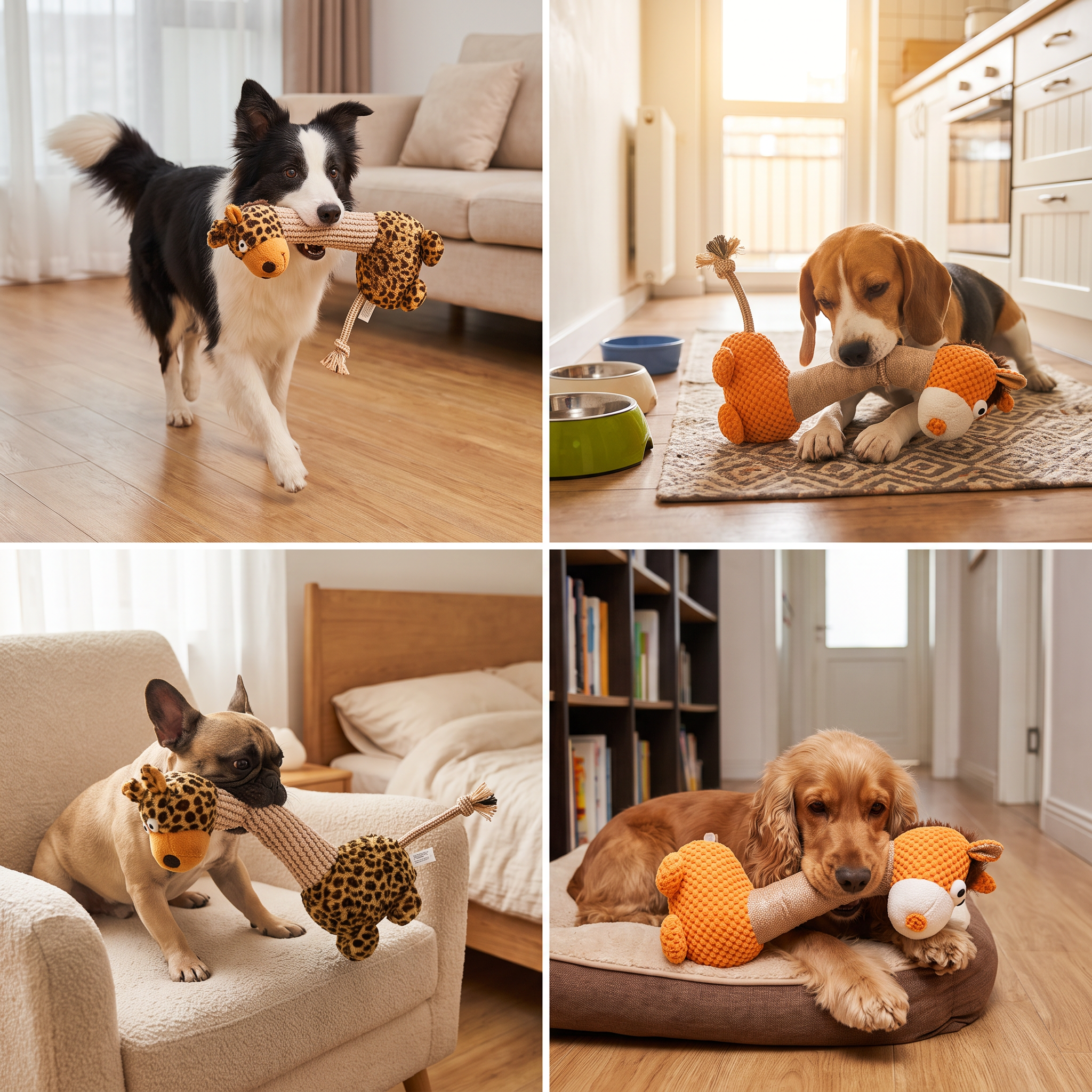 Durable Cotton Rope Teeth Cleaning Plush Dog Toy with Squeaker - Image 4