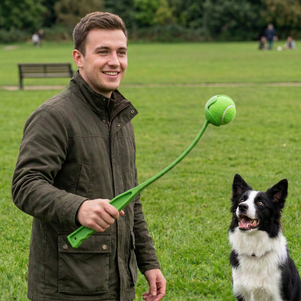Interactive Tennis Ball Launcher for Dogs – Long-Handle Fetch Thrower