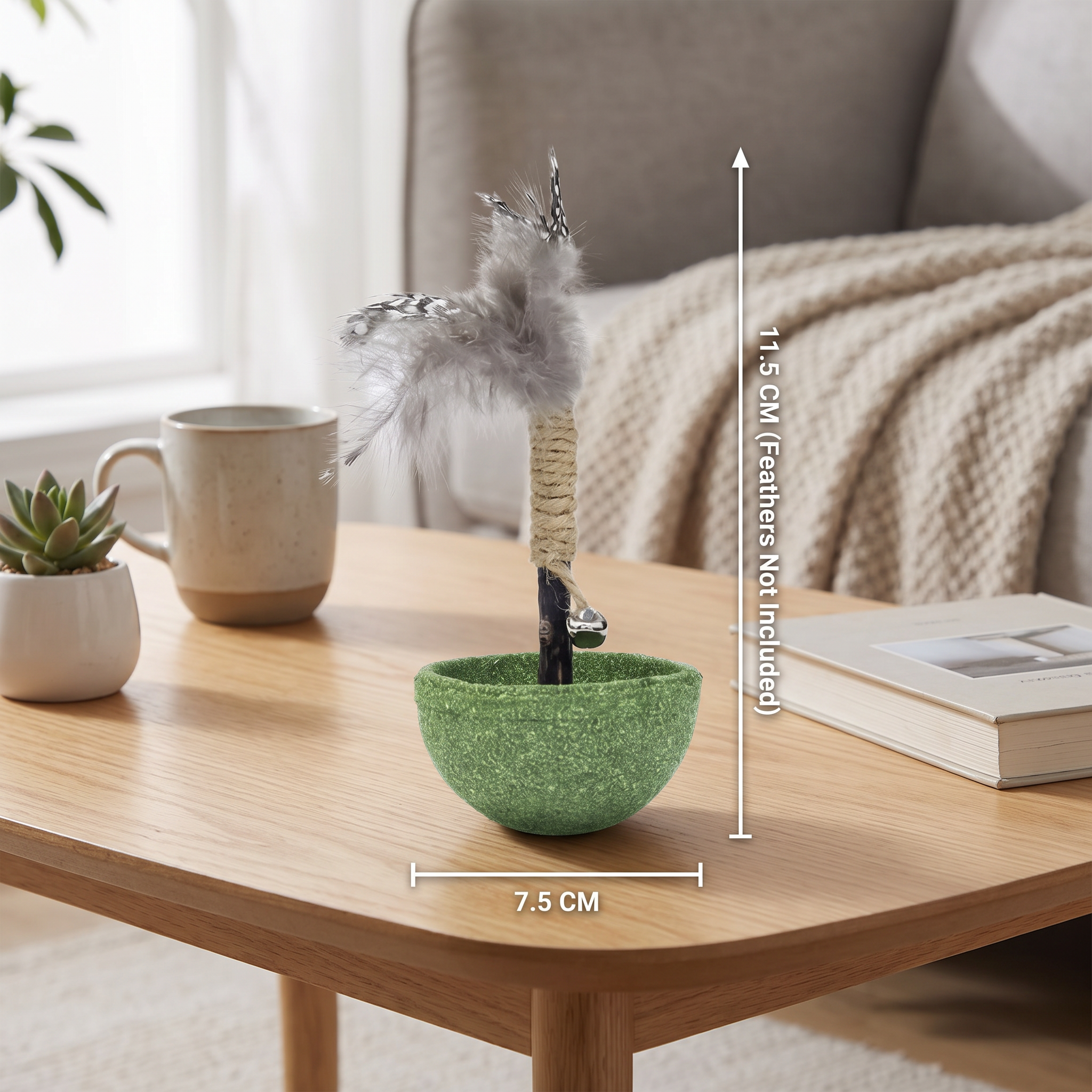 Catnip Tumbler Cat Toy with Teeth Cleaning Texture, Feathers & Bell - Image 5