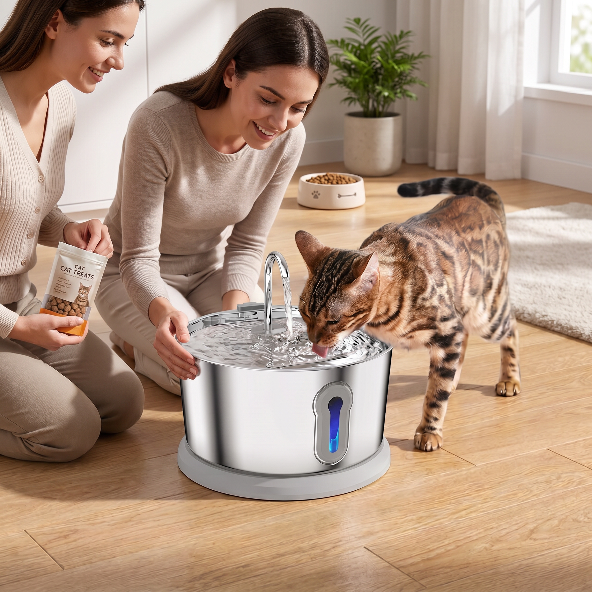 Smart Antibacterial Stainless Steel Pet Water Fountain – 4L Ultra-Quiet
