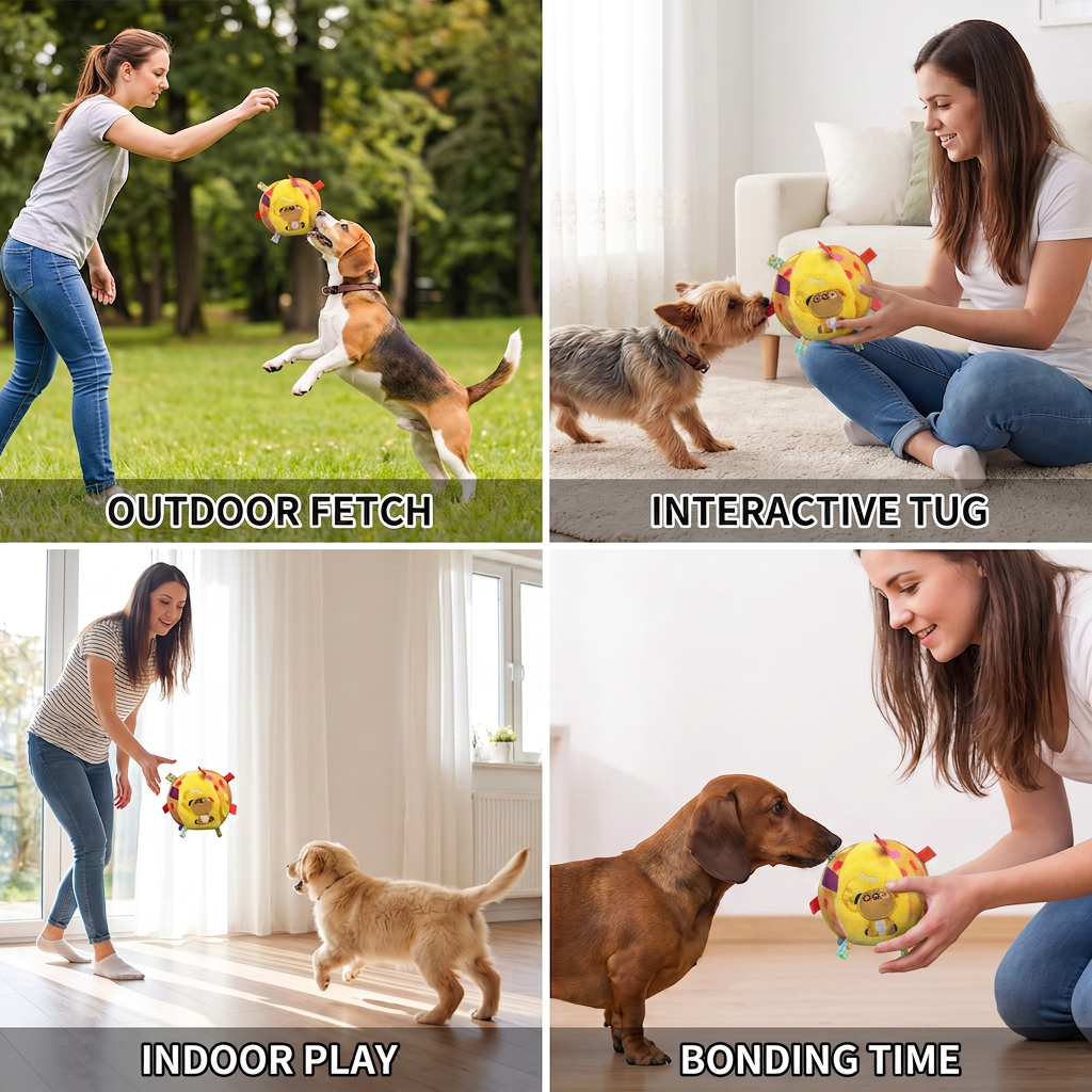 Interactive Hanging Dog Ball Toy with Elastic Play Rope & Hook - Image 4