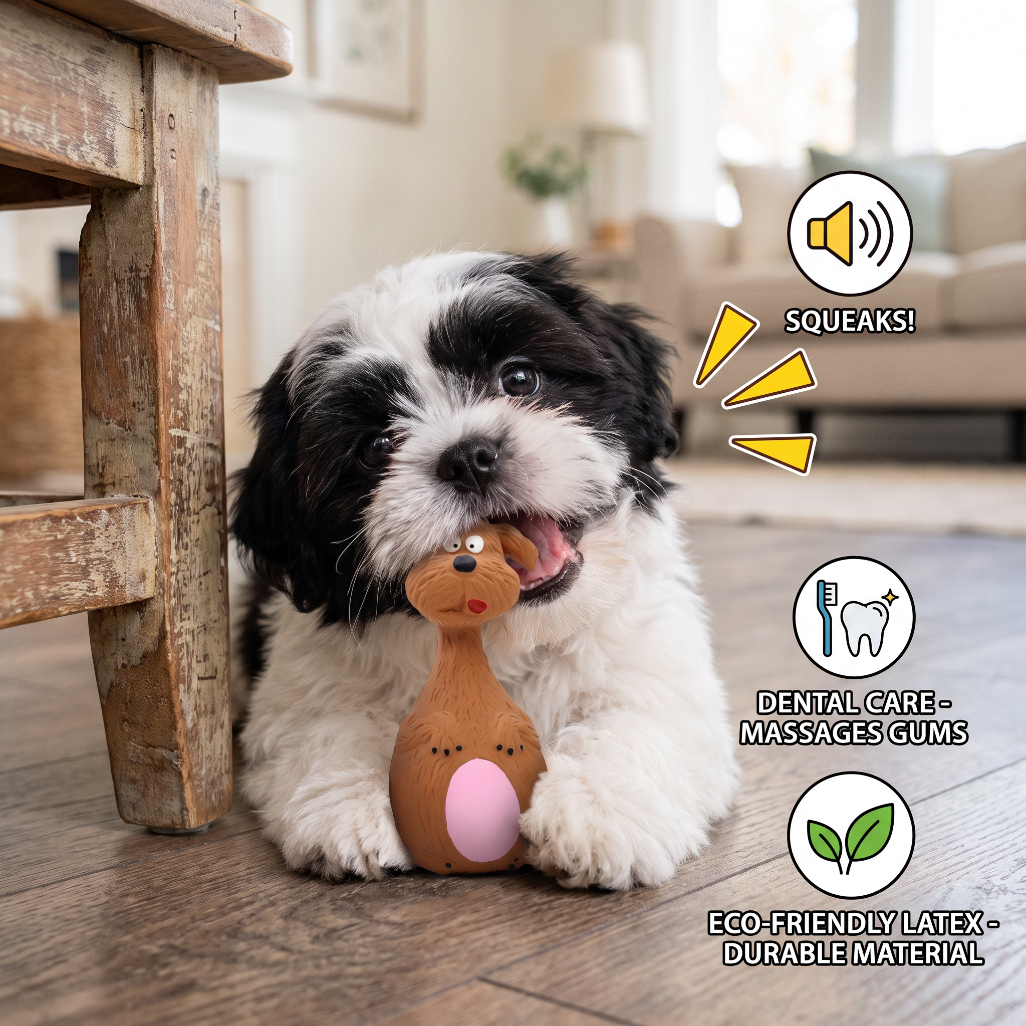 Durable Eco-Friendly Latex Squeaky Dental Dog Toy - Image 4