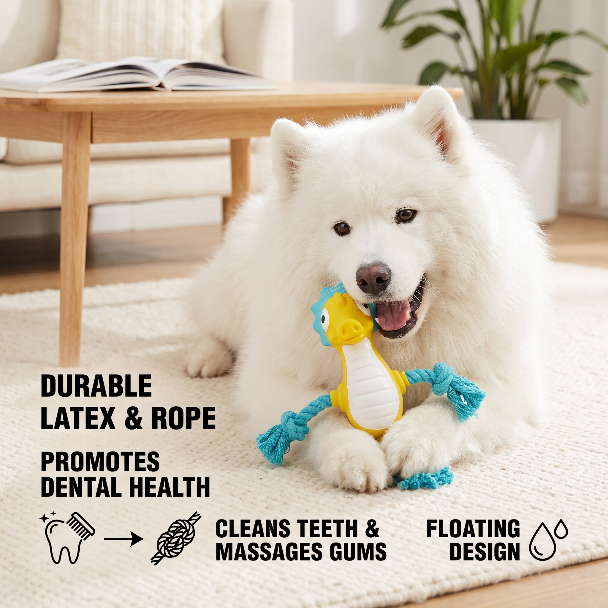 Durable Floating Dental Latex & Rope Dog Toy - Image 3