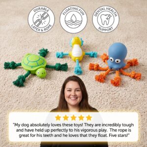 Alternative view of Durable Floating Dental Latex & Rope Dog Toy
